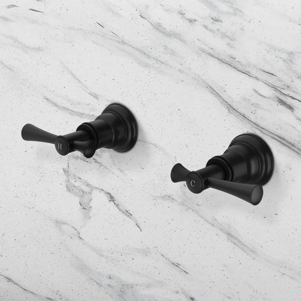 Phoenix Cromford Wall Top Assemblies 15mm Extended Spindles Matte Black - Image 2