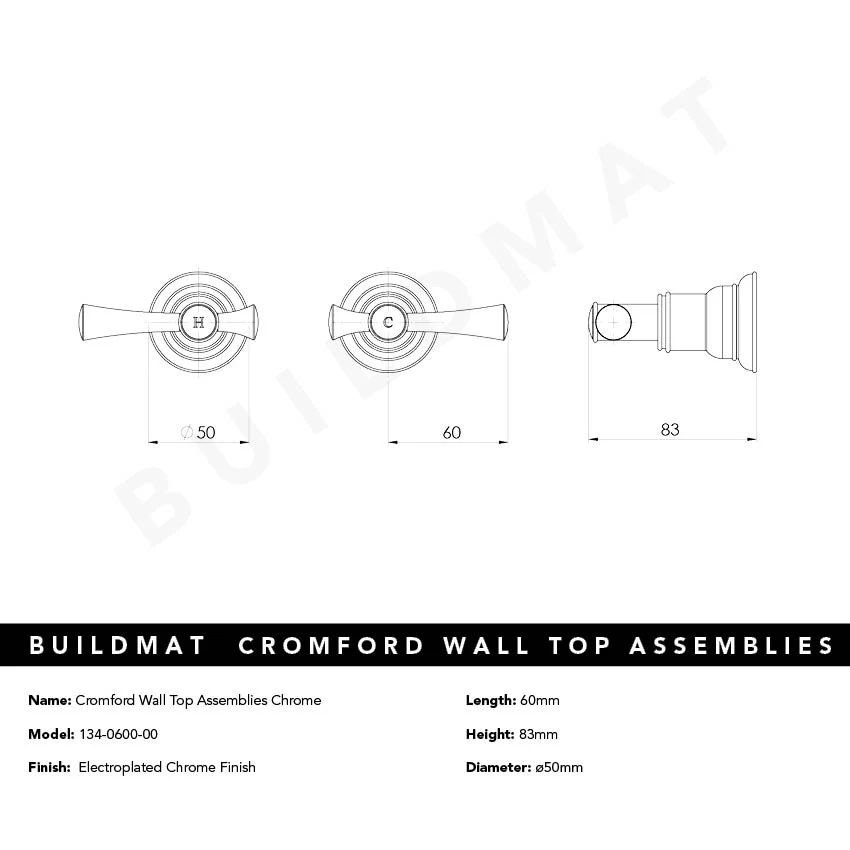Phoenix Cromford Wall Top Assemblies Chrome - Image 4