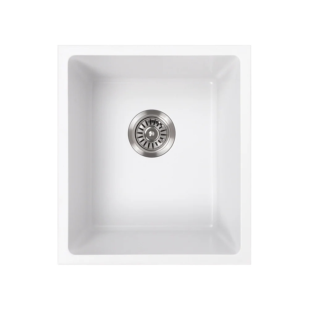Alma Cynthia 396x446 White Granite Square Single Bowl Sink - Image 3