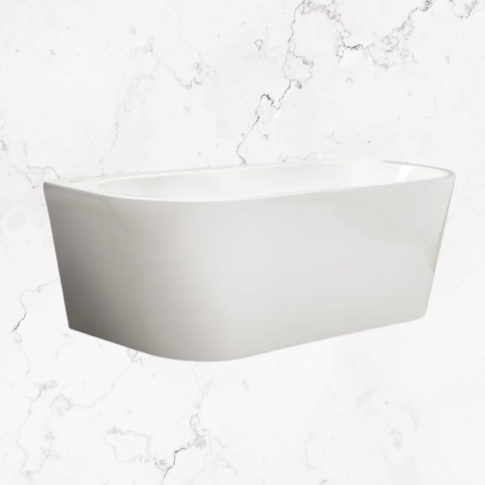 Decina Alegra 1700mm Back to Wall Freestanding Bath Gloss White - Image 2
