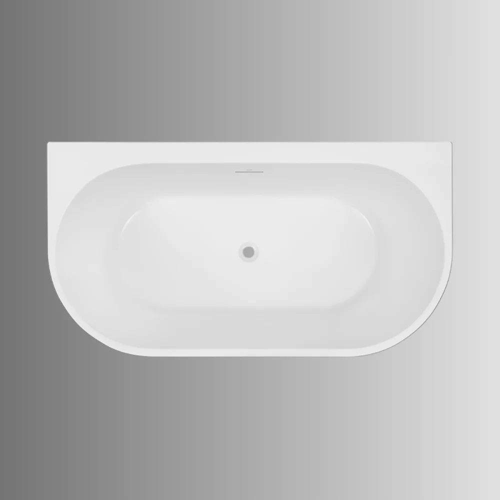 Decina Alegra 1700mm Back to Wall Freestanding Bath with Integrated Overflow Gloss Black - Image 2