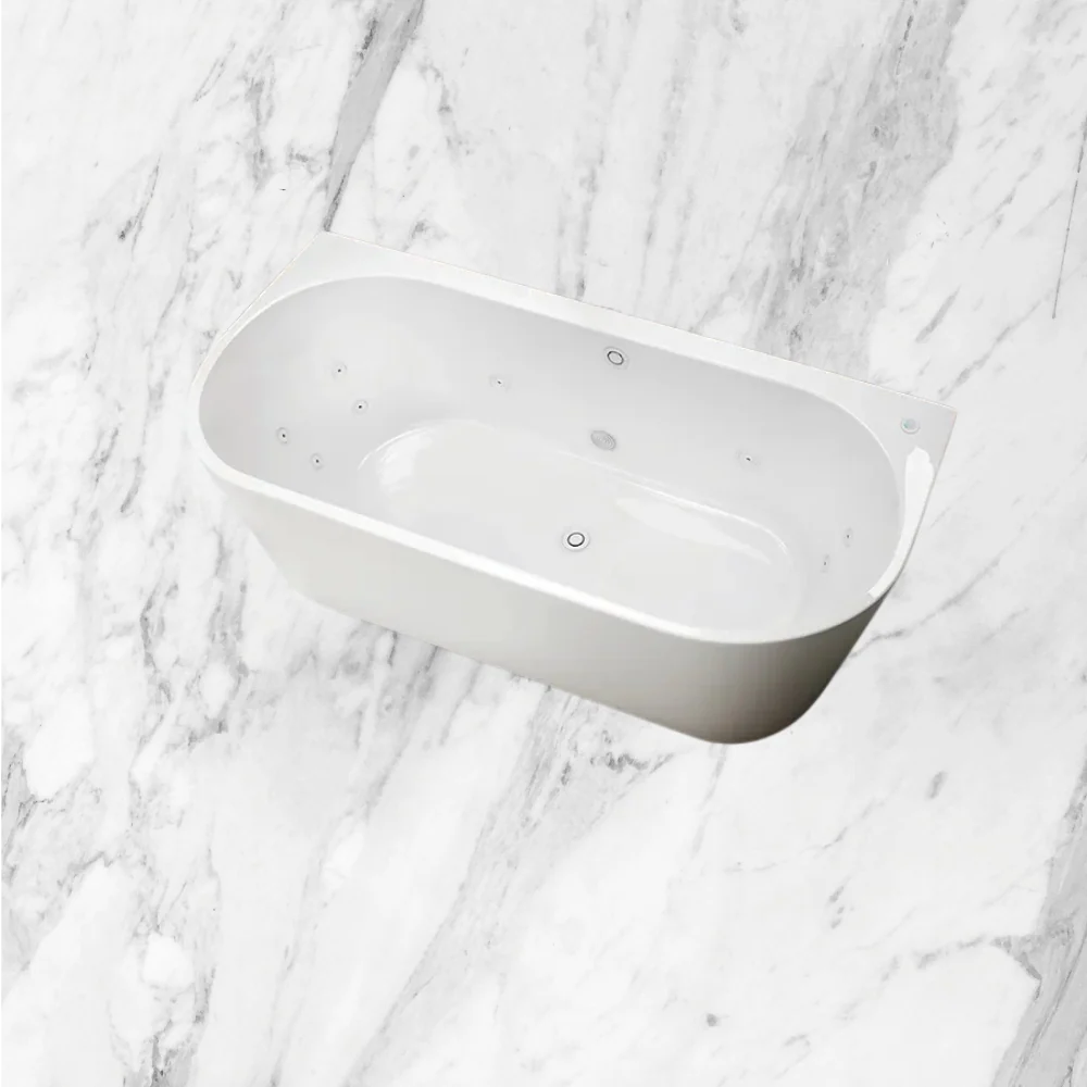 Decina Alegra Contour 1500mm Back to Wall Freestanding Spa Bath White - Image 2