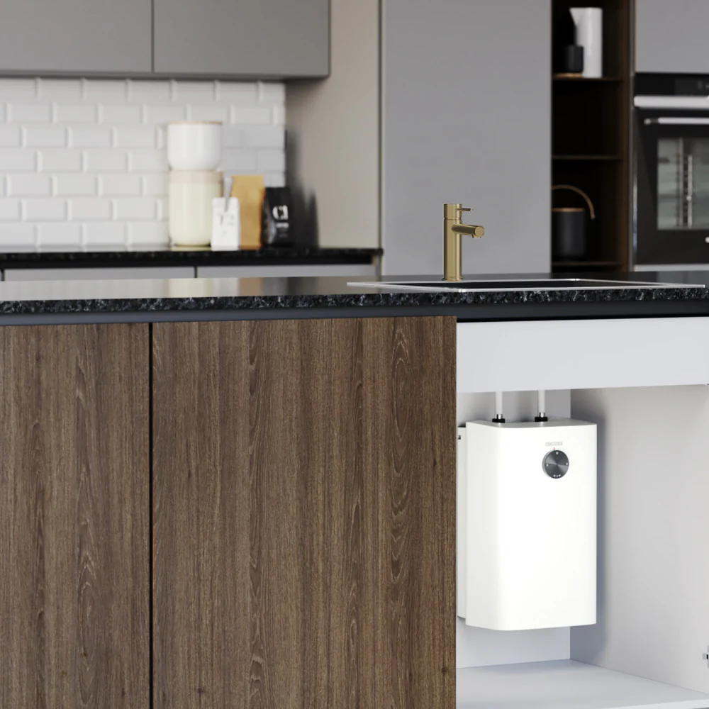 Stiebel Eltron Design-Kollektion Fixed Open Vented Sink Mixer Brushed Gold - Image 2