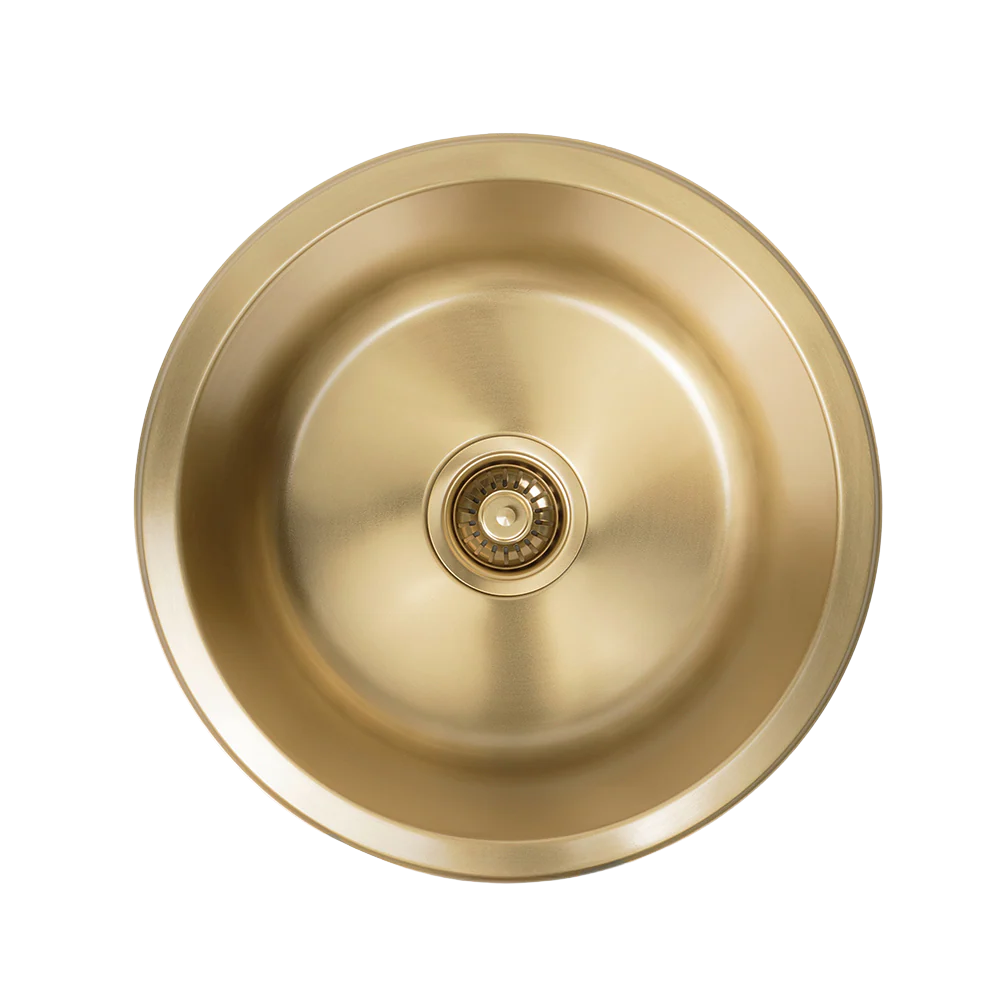 Alma Brushed Brass Gold Divya 425x425 Round Sink - Image 3