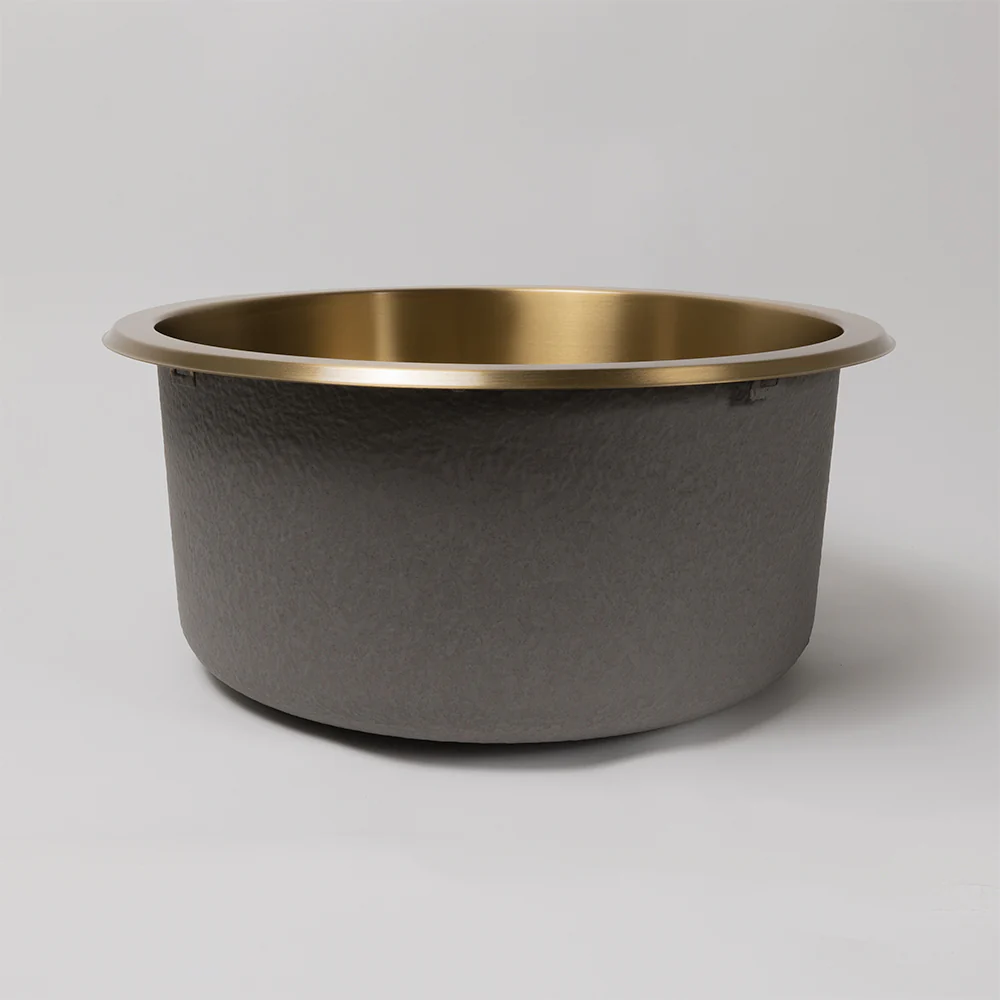 Alma Brushed Brass Gold Divya 425x425 Round Sink - Image 7