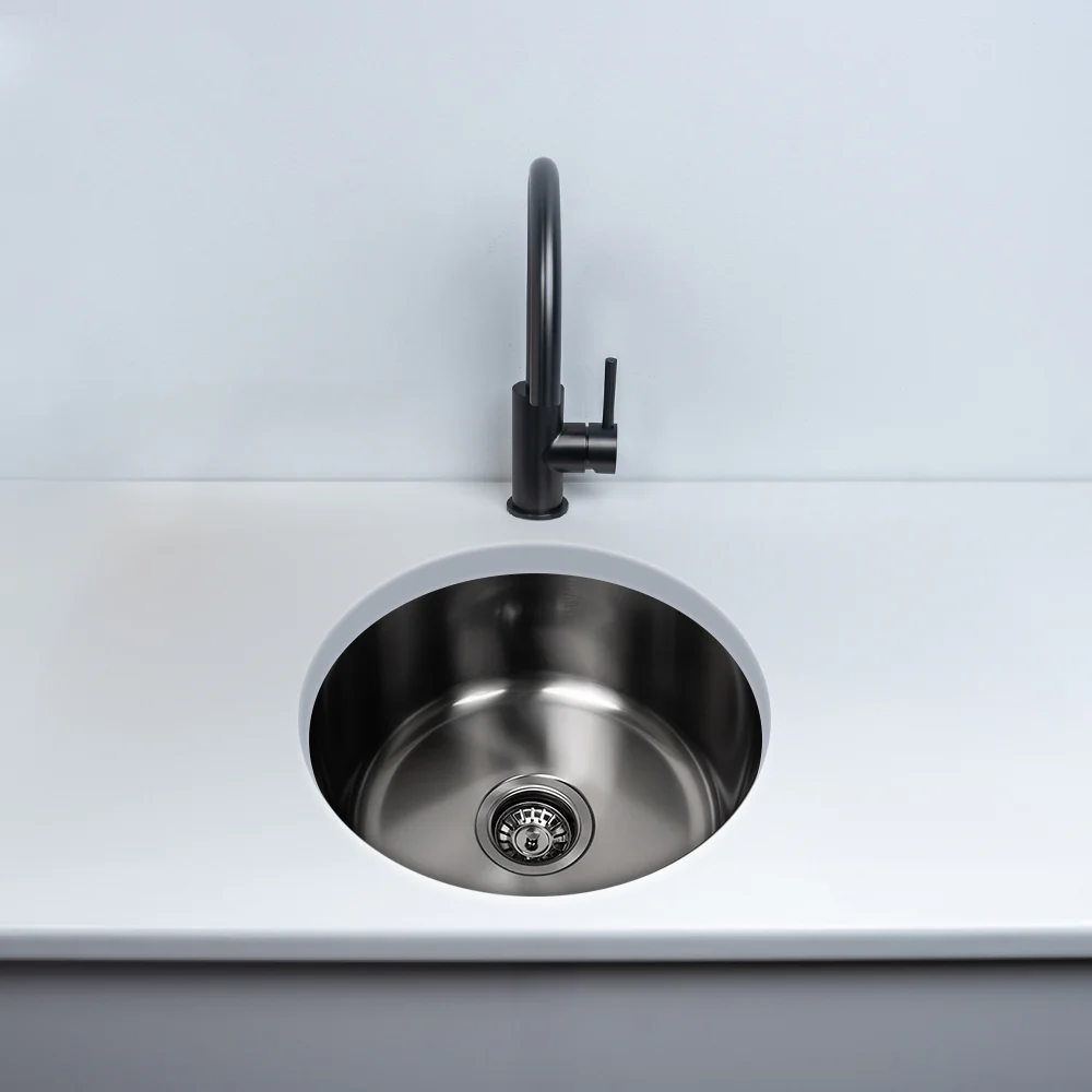 Alma Brushed Gunmetal Divya 425x425 Round Sink - Image 4