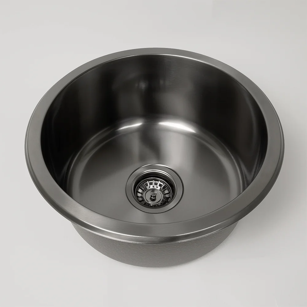 Alma Brushed Gunmetal Divya 425x425 Round Sink - Image 5