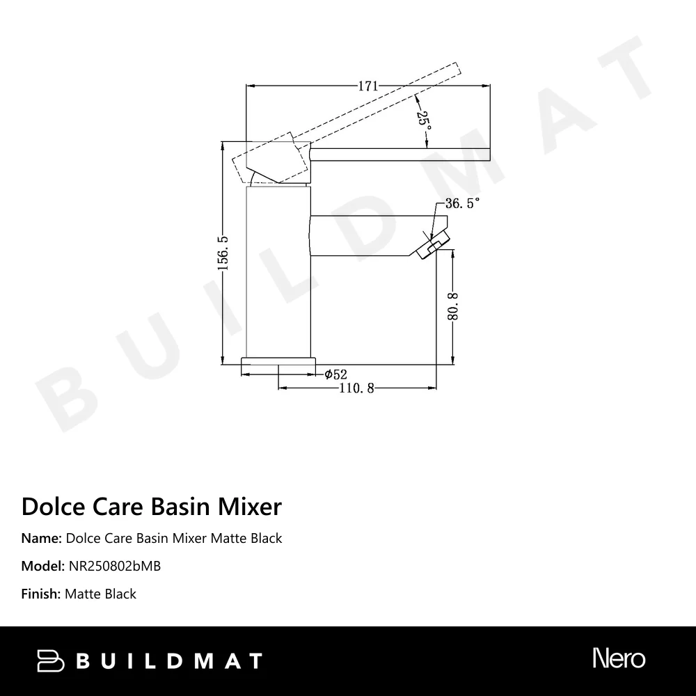 Nero Dolce Care Basin Mixer Matte Black - Image 4