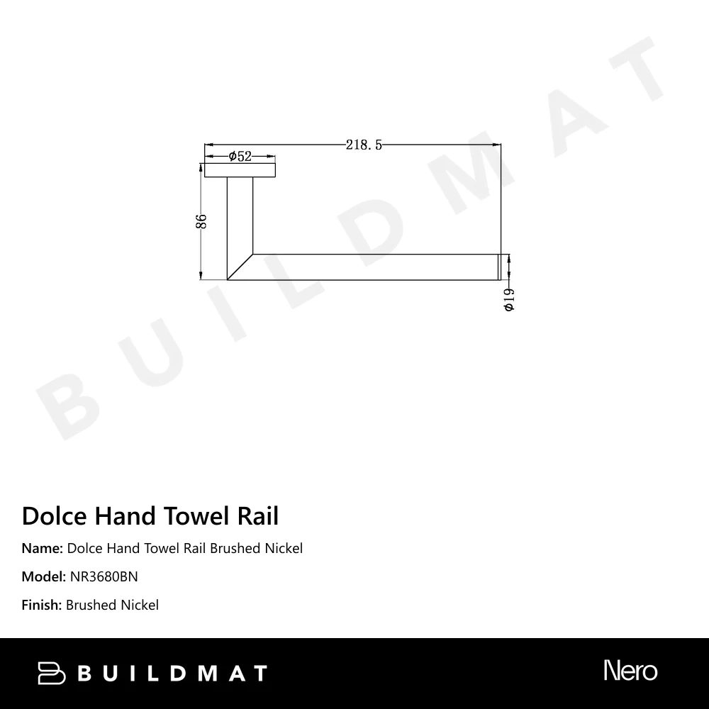 Nero Dolce Hand Towel Rail Brushed Nickel - Image 4