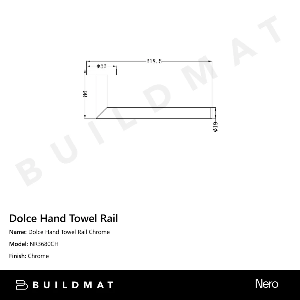Nero Dolce Hand Towel Rail Chrome - Image 4