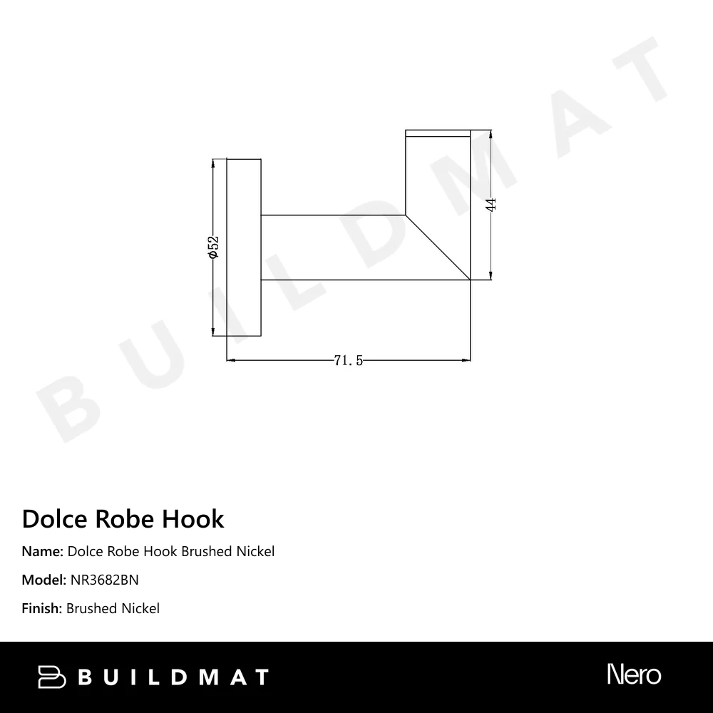 Nero Dolce Robe Hook Brushed Nickel - Image 4