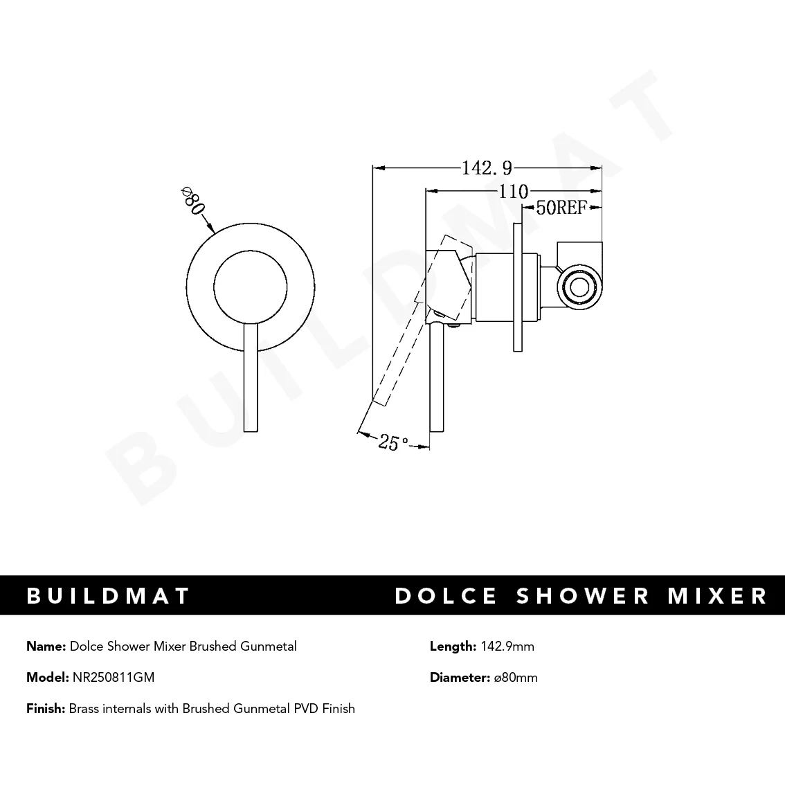 Nero Dolce Shower Mixer Brushed Gunmetal - Image 4