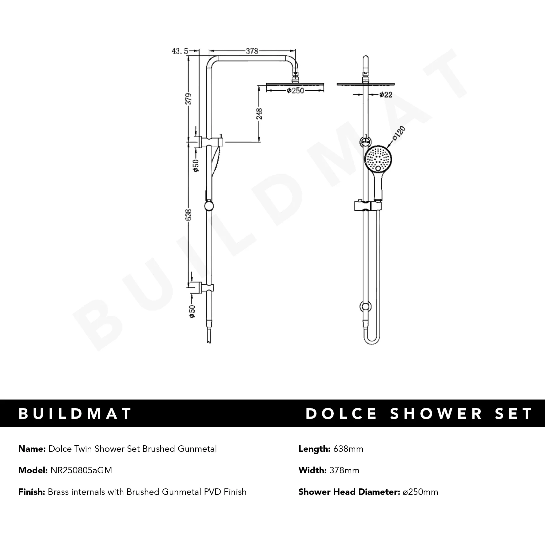 Nero Dolce Shower Set Gunmetal - Image 4