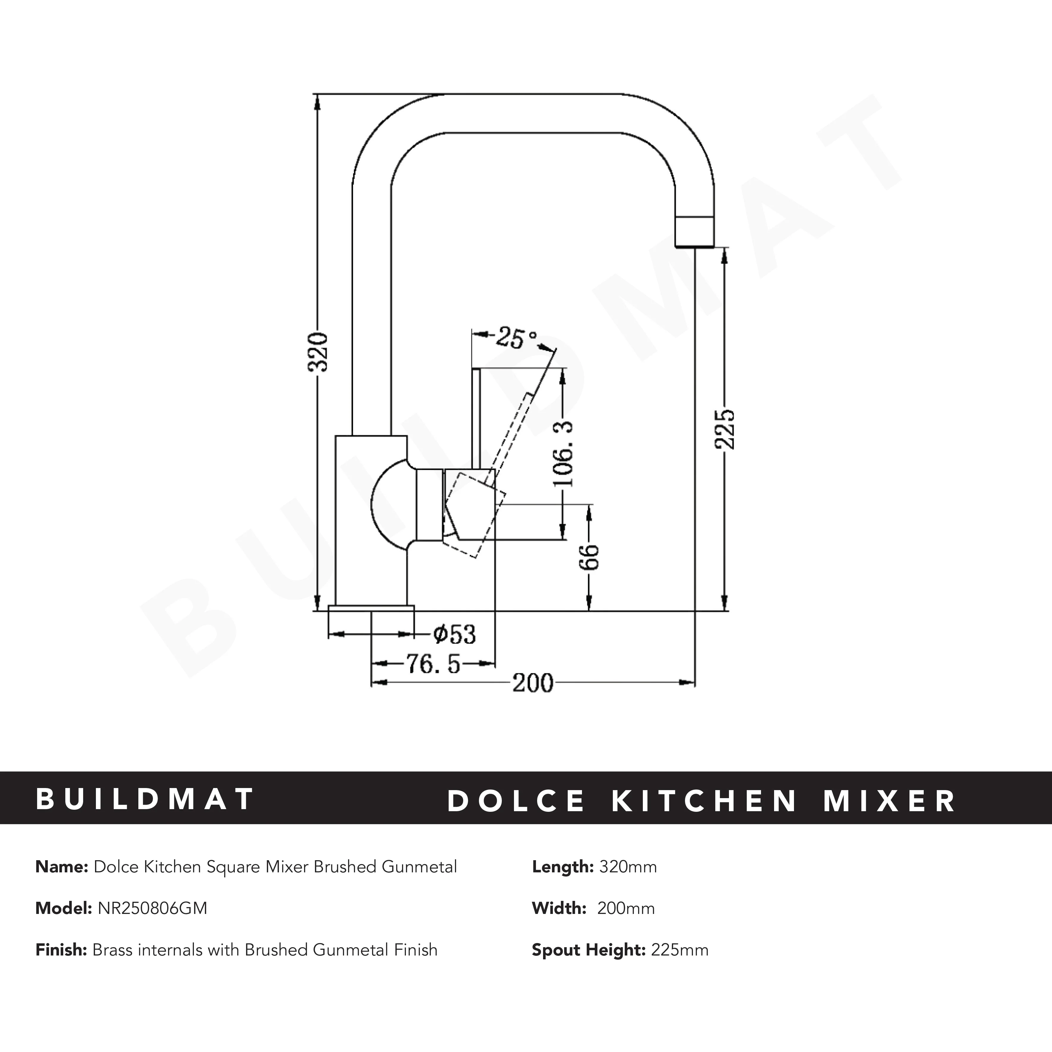 Nero Dolce Square Kitchen Mixer Brushed Gunmetal - Image 4