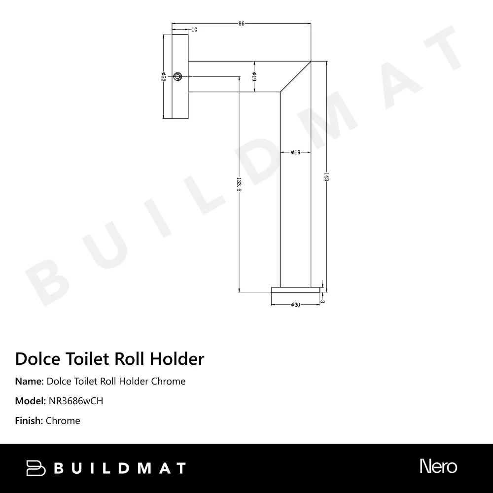Nero Dolce Toilet Roll Holder Chrome - Image 4