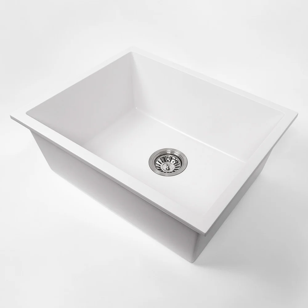 Alma Donald 560x445 White Granite Square Single Bowl - Image 4