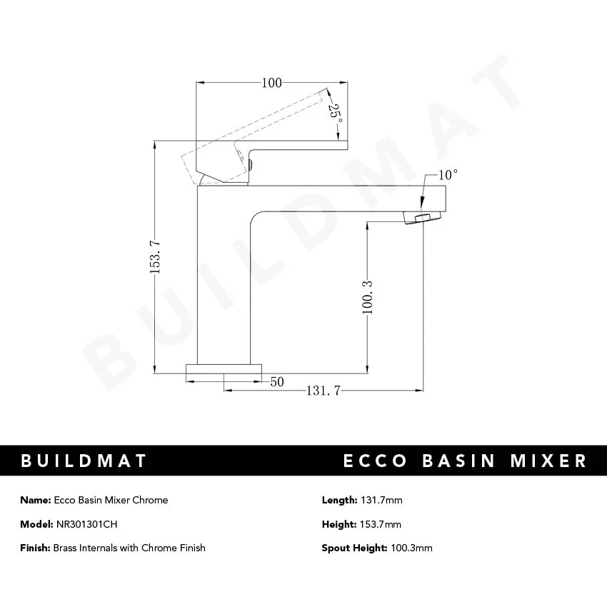 Nero Ecco Basin Mixer Chrome - Image 5