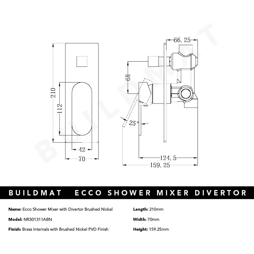 Nero Ecco Shower Mixer with Divertor Brushed Nickel - Image 4