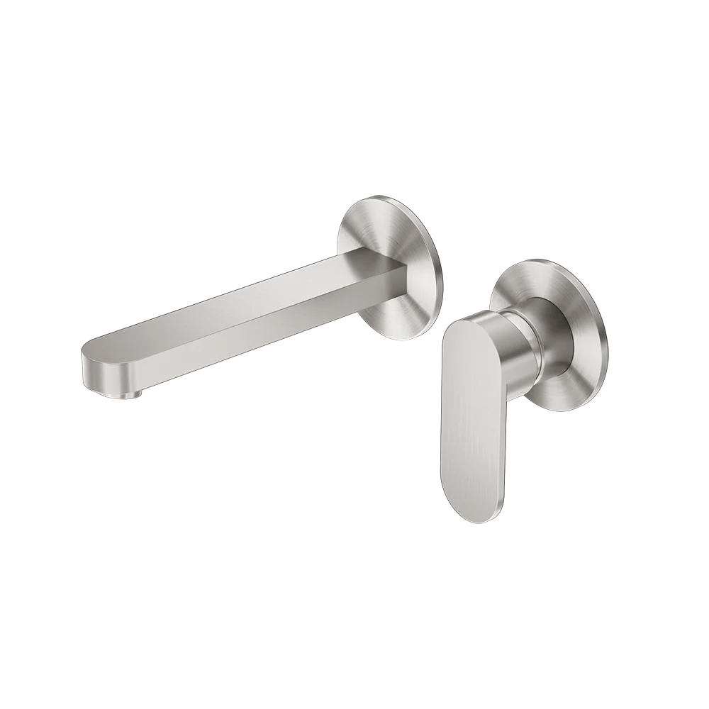 Nero Ecco Wall Basin/Bath Mixer Separate Back Plate 200mm Brushed Nickel
