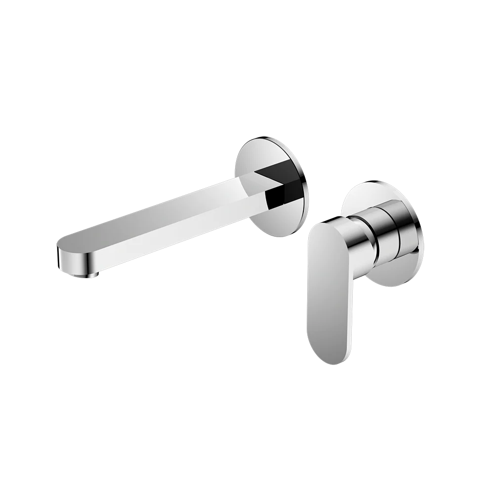 Nero Ecco Wall Basin/Bath Mixer Separate Back Plate 200mm Chrome