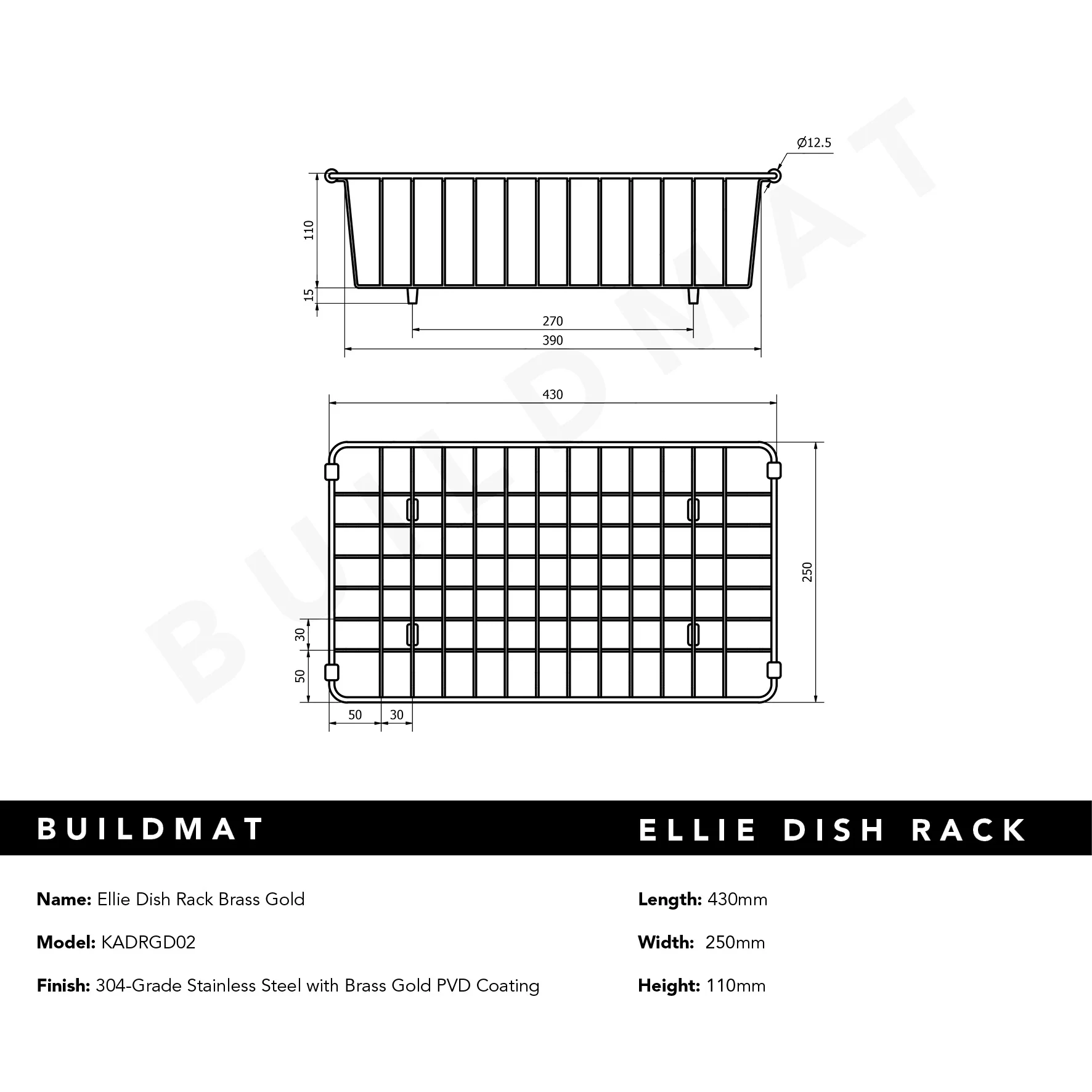 Alma Ellie Brass Gold Dish Rack - Image 5