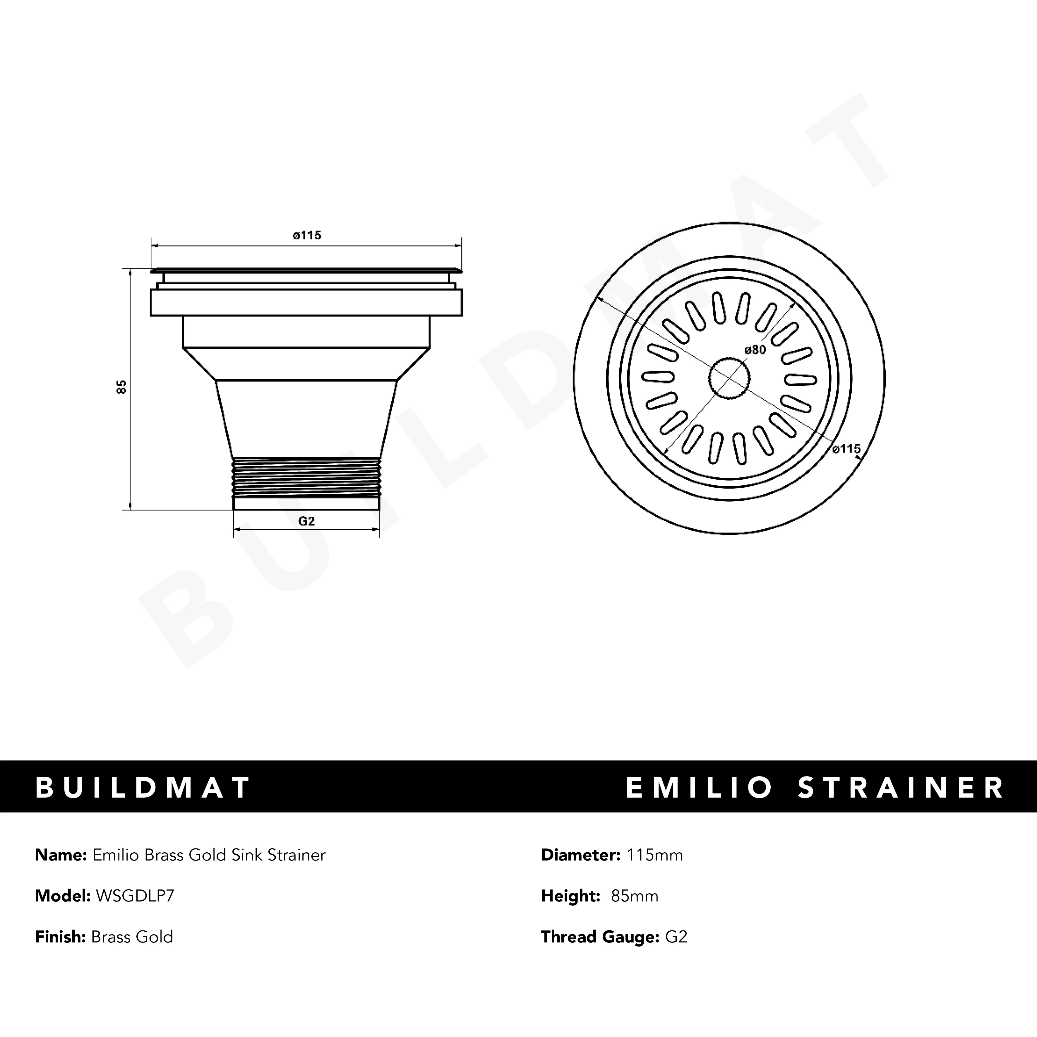 Alma Emilio Brass Gold Sink Strainer with Long Pin - Image 4