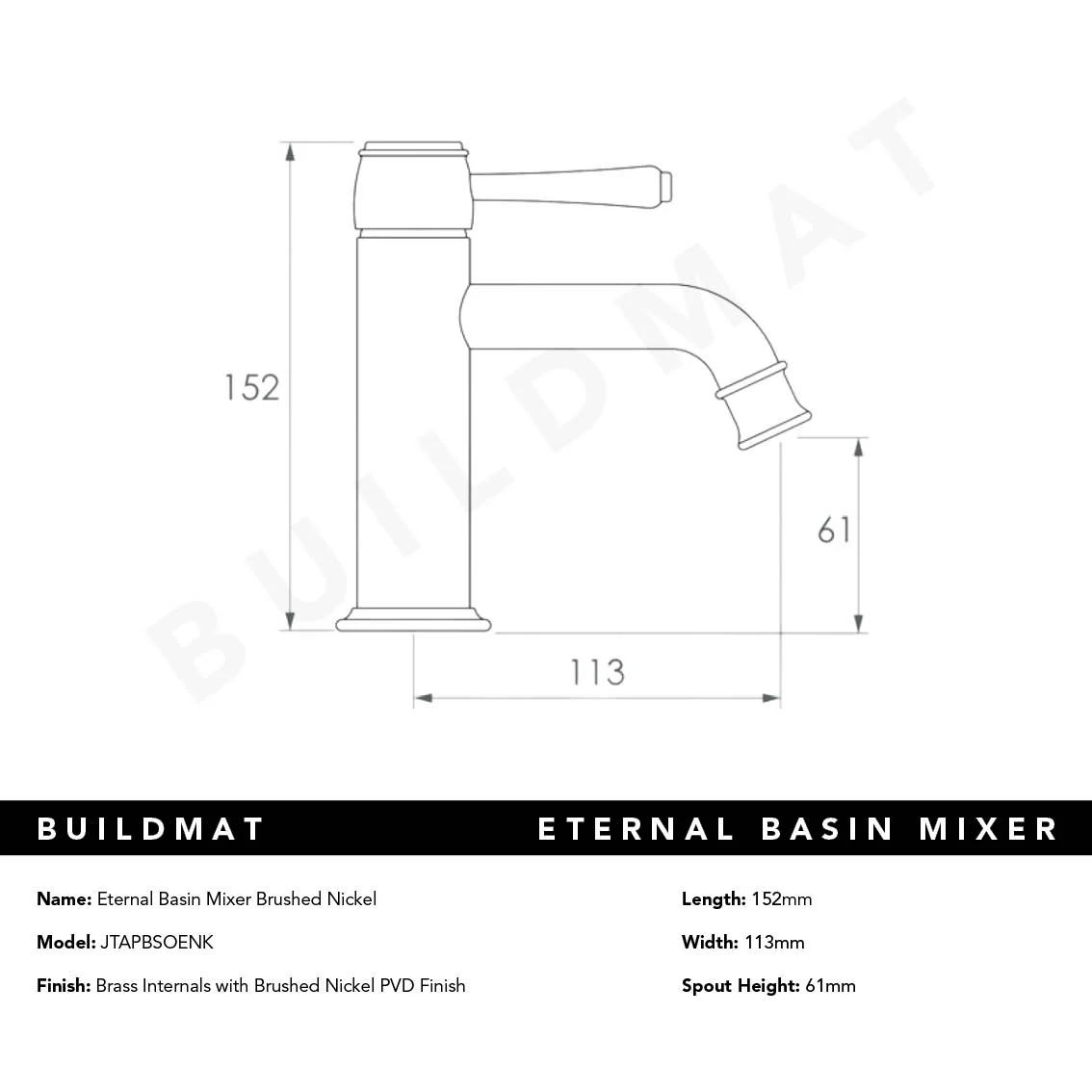 ADP Eternal Basin Mixer Brushed Nickel - Image 4
