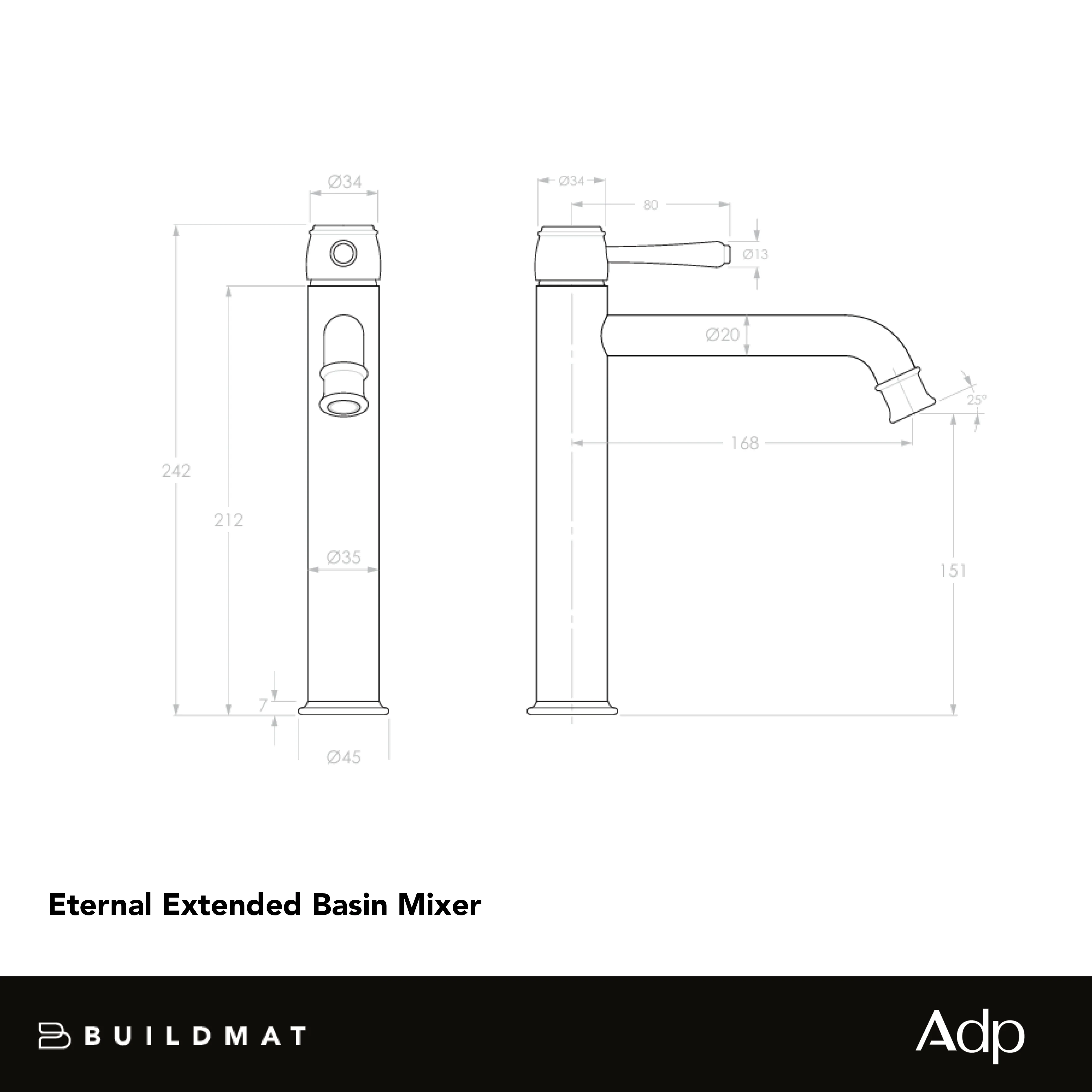 ADP Eternal Extended Basin Mixer Brushed Nickel - Image 4