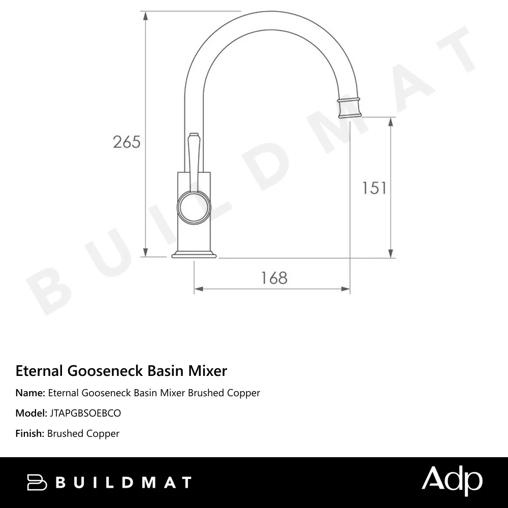 ADP Eternal Gooseneck Basin Mixer Brushed Copper - Image 4