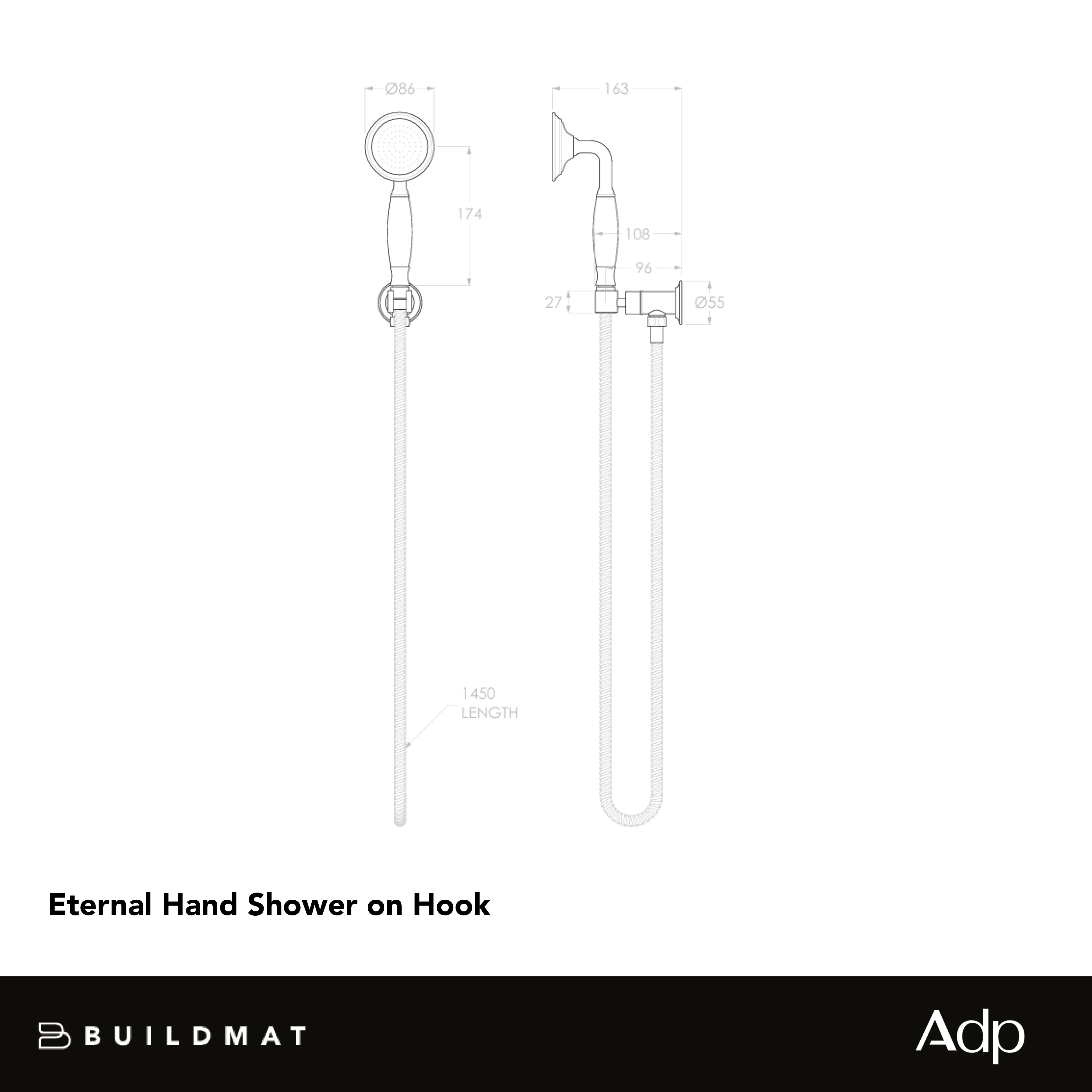 ADP Eternal Hand Shower On Hook Brushed Brass - Image 5