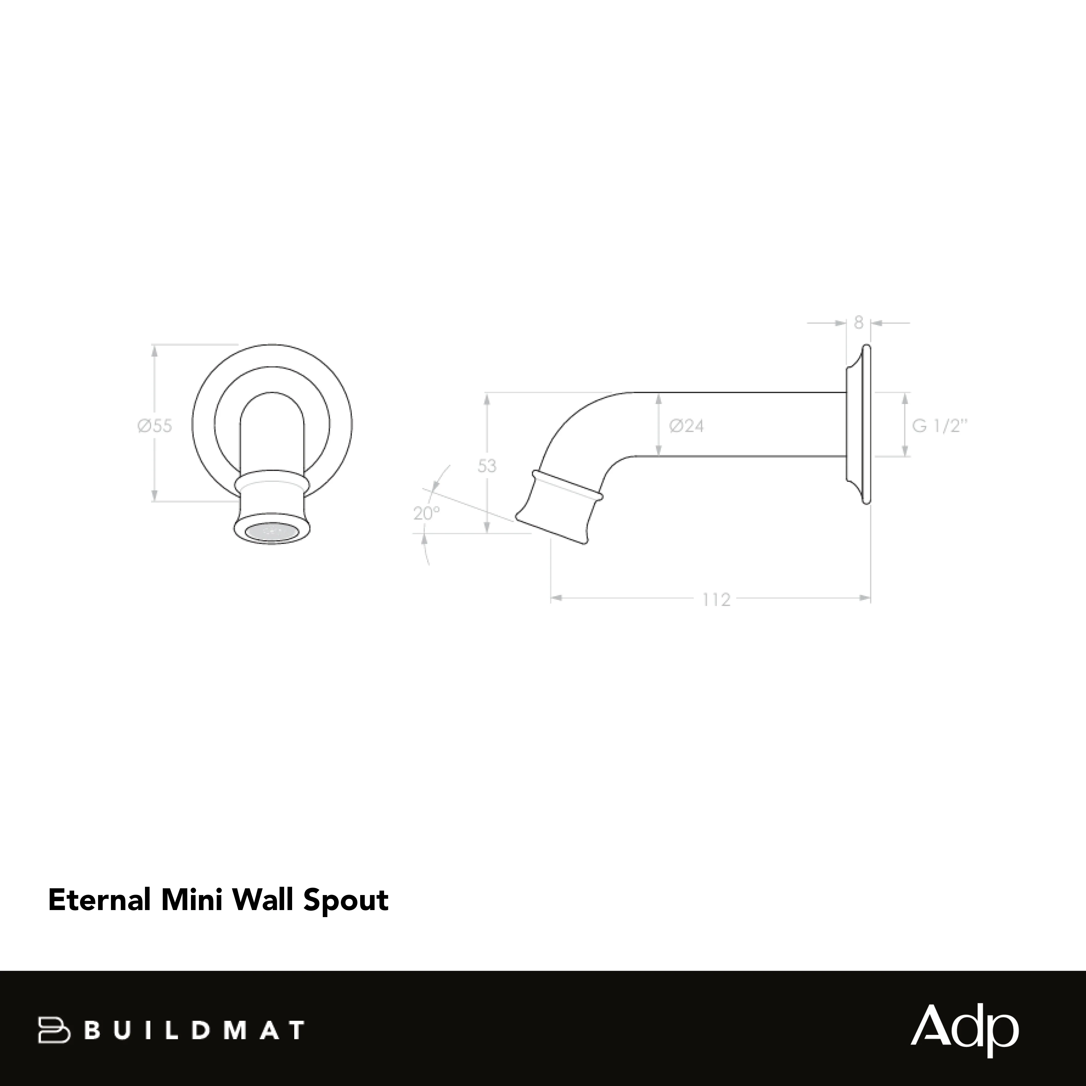 ADP Eternal Mini Wall Spout Brushed Nickel - Image 4