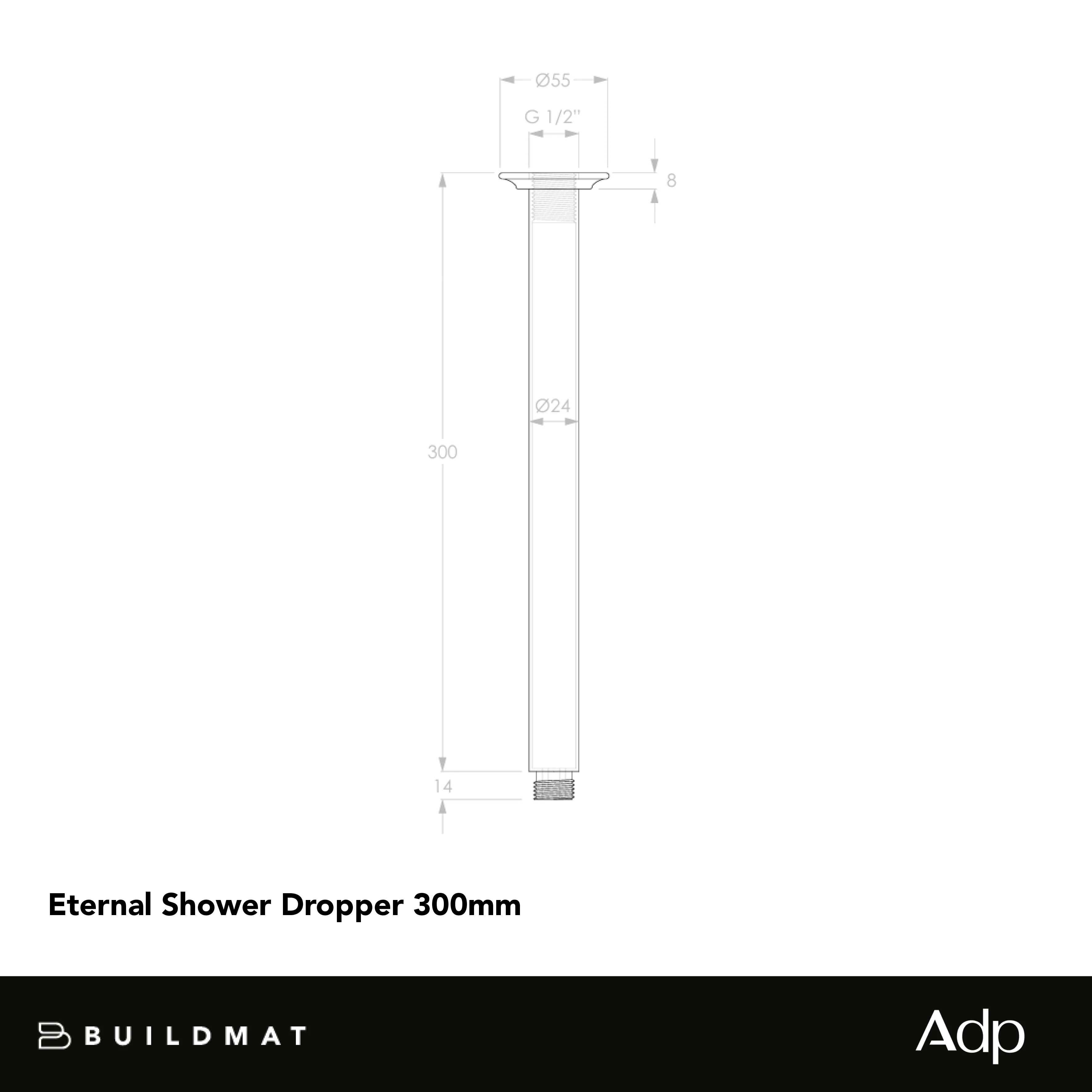 ADP Eternal Shower Dropper 300mm Brushed Copper - Image 4
