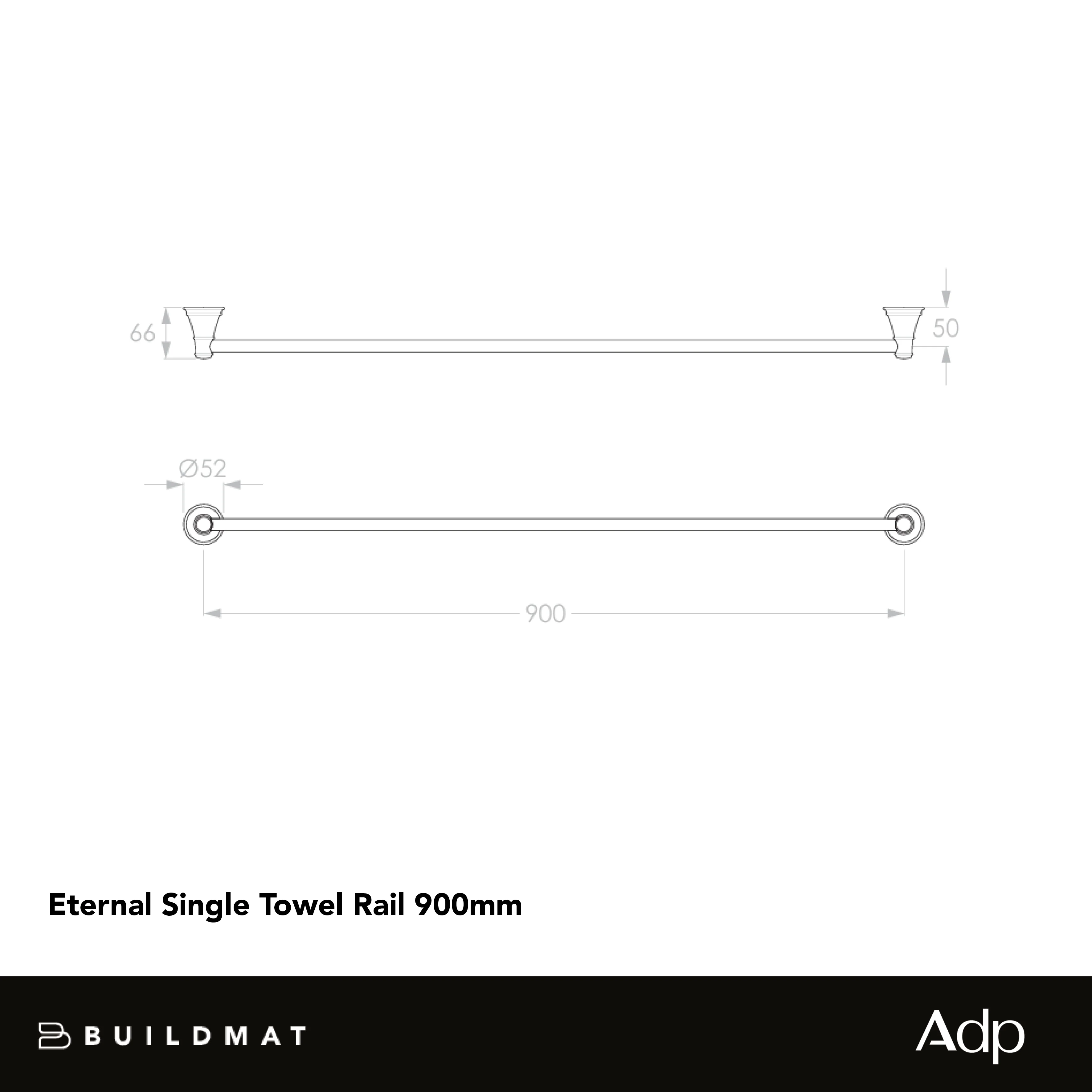 ADP Eternal Single Towel Rail 900mm Matte Black - Image 4