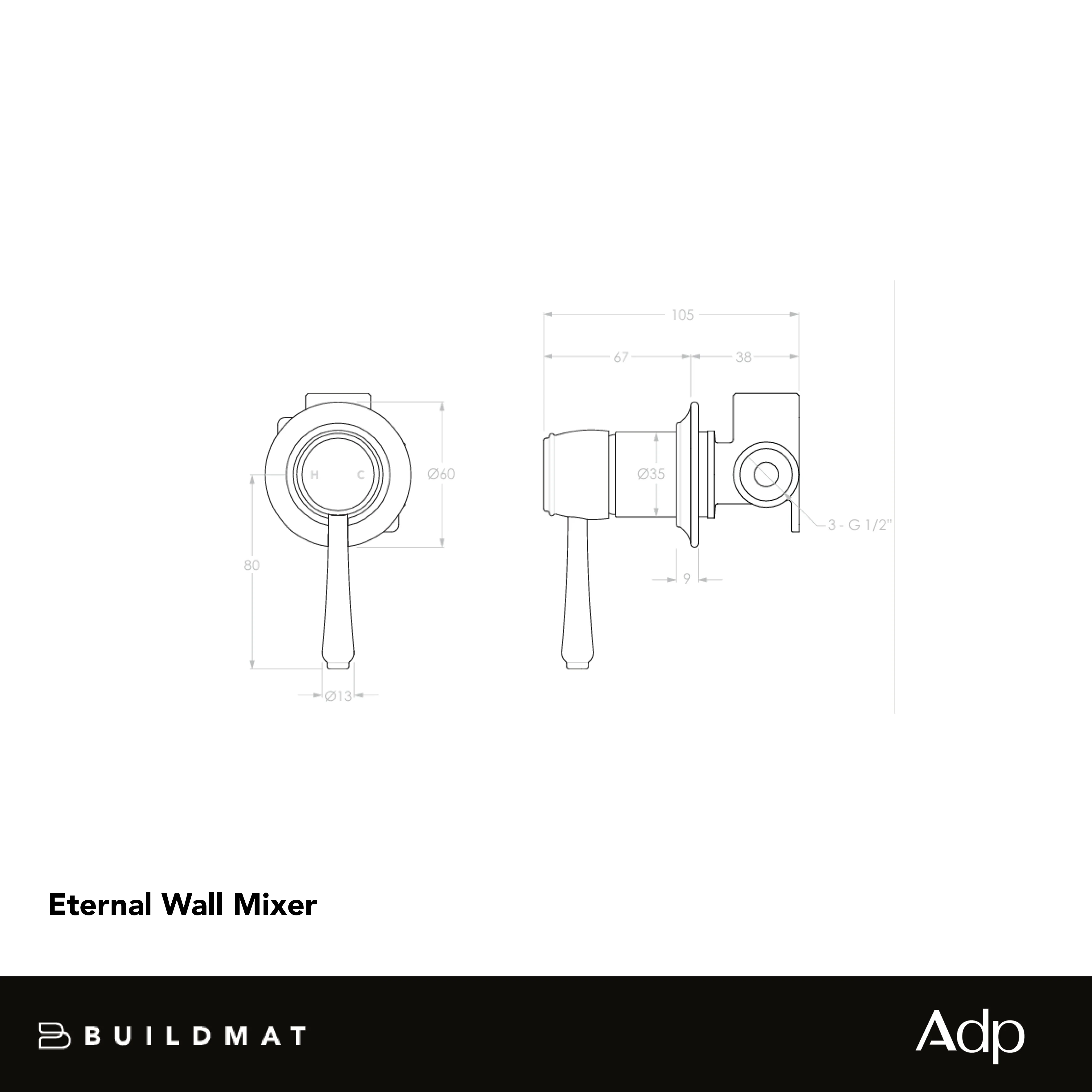 ADP Eternal Wall Mixer Brushed Copper - Image 4