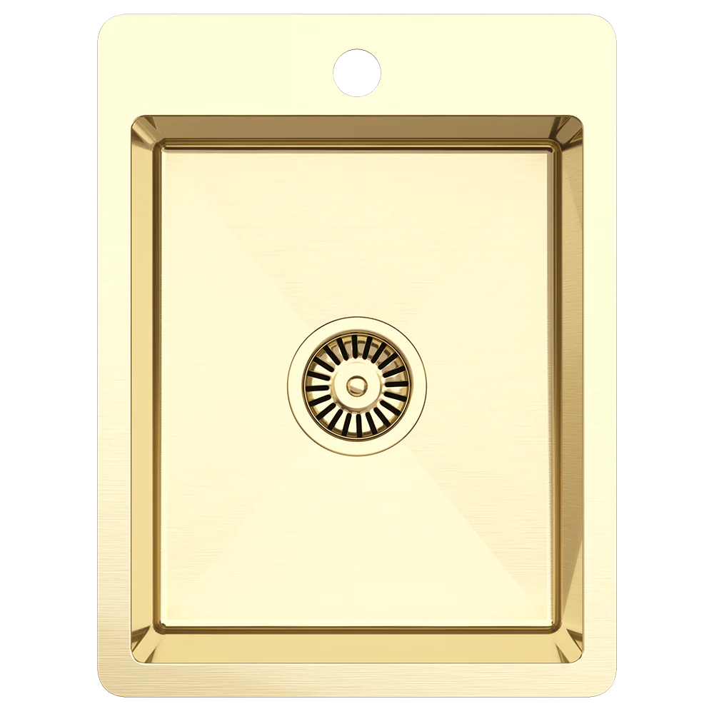 Alma Evelyn 380x500 Single Bowl Tap Landing Sink Brushed Brass Gold - Image 3