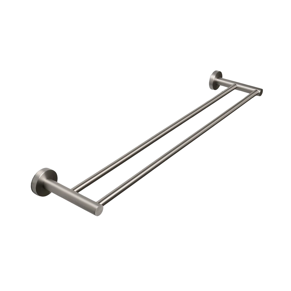 Alma Farina 600 Double Towel Rail Brushed Nickel - Image 3