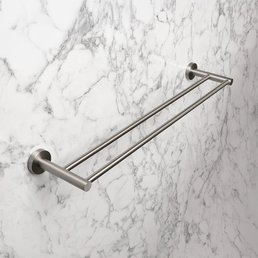 Alma Farina 600 Double Towel Rail Brushed Nickel - Image 4