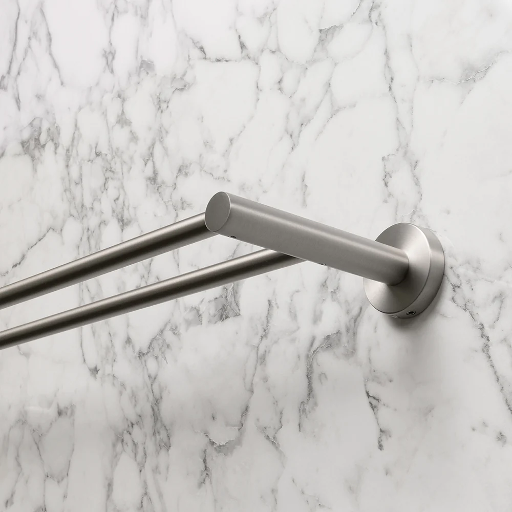 Alma Farina 600 Double Towel Rail Brushed Nickel - Image 5
