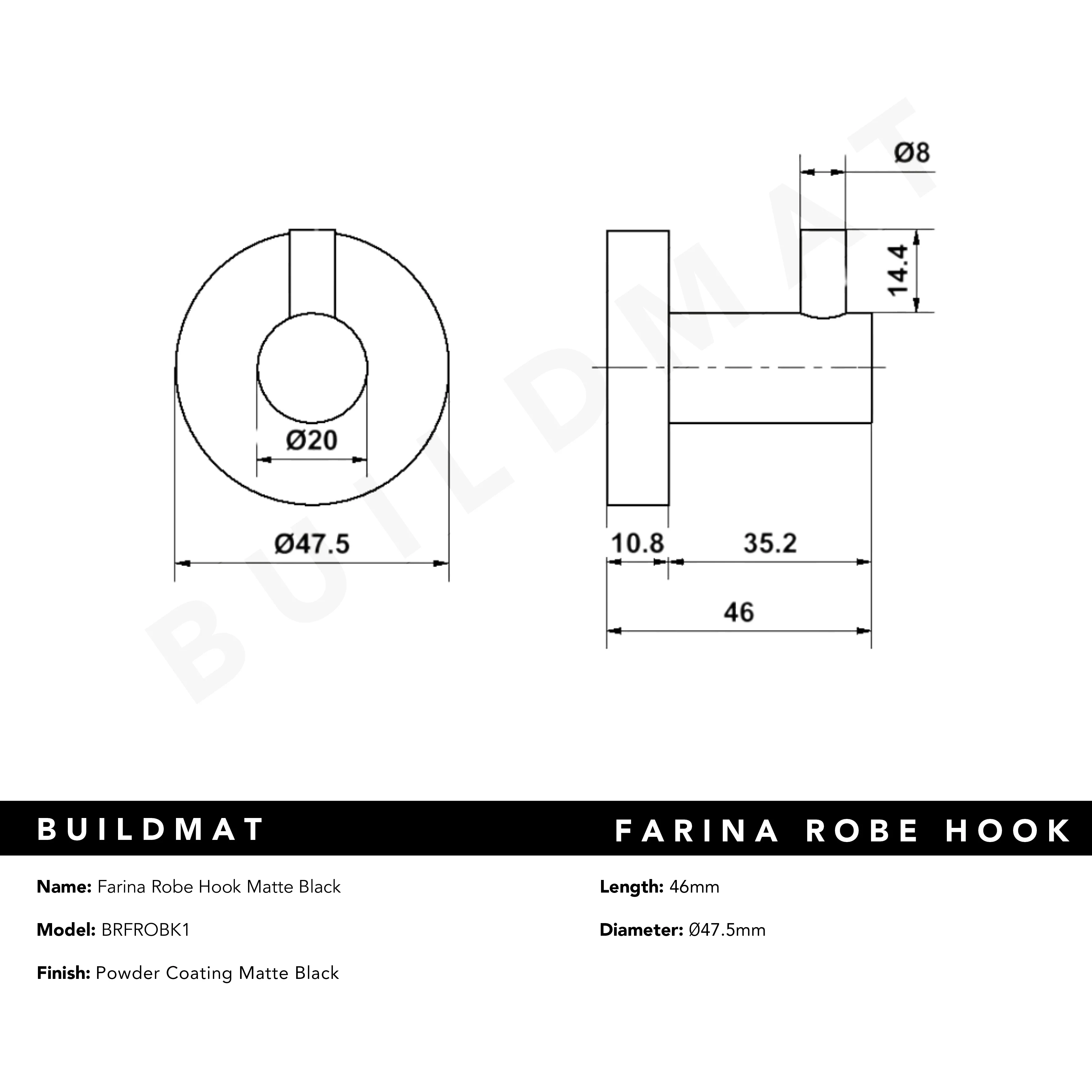 Alma Farina Robe Hook Matte Black - Image 8