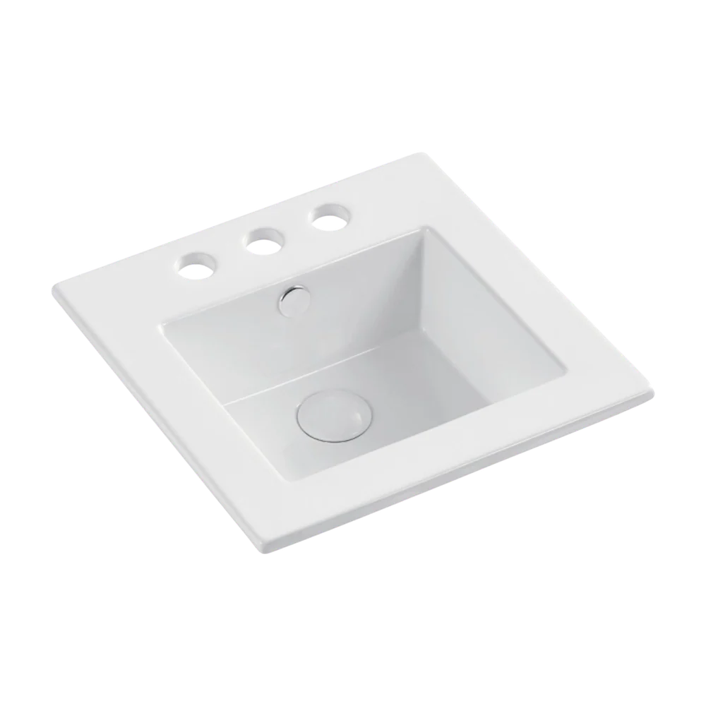 Fienza Allison Fully Inset Basin with Overflow 3 Tap Holes Gloss White - Image 3