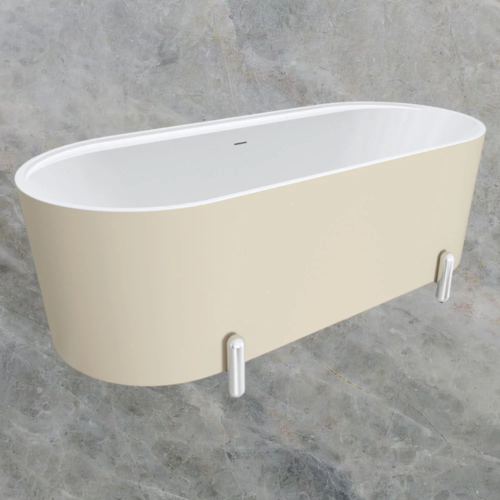 Fienza Aluca Freestanding Bath with Overflow 1700mm Matte Khaki - Image 2