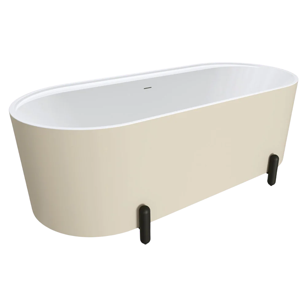 Fienza Aluca Freestanding Bath with Overflow 1700mm Matte Khaki - Image 9