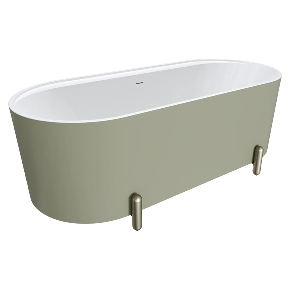 Fienza Aluca Freestanding Bath with Overflow 1700mm Matte Olive - Image 8