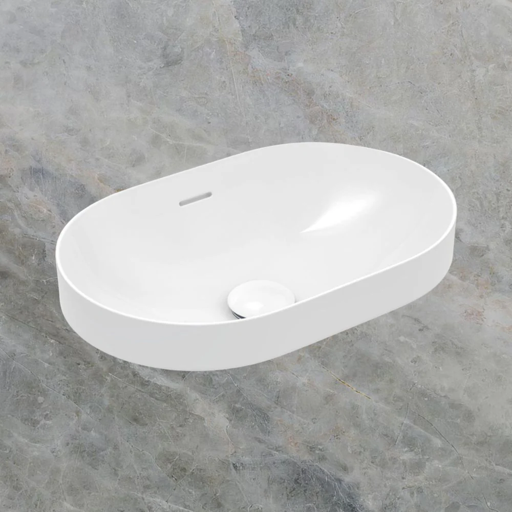 Fienza Aluca Pill Semi-Inset Basin with Overflow Gloss White - Image 2