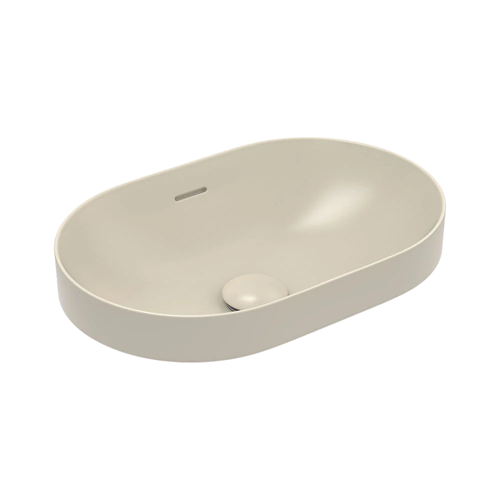 Fienza Aluca Pill Semi-Inset Basin With Overflow Khaki