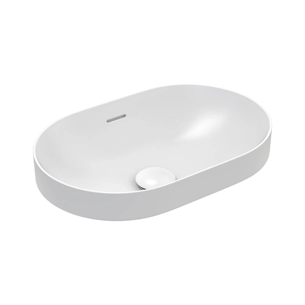 Fienza Aluca Pill Semi-Inset Basin With Overflow Matte White