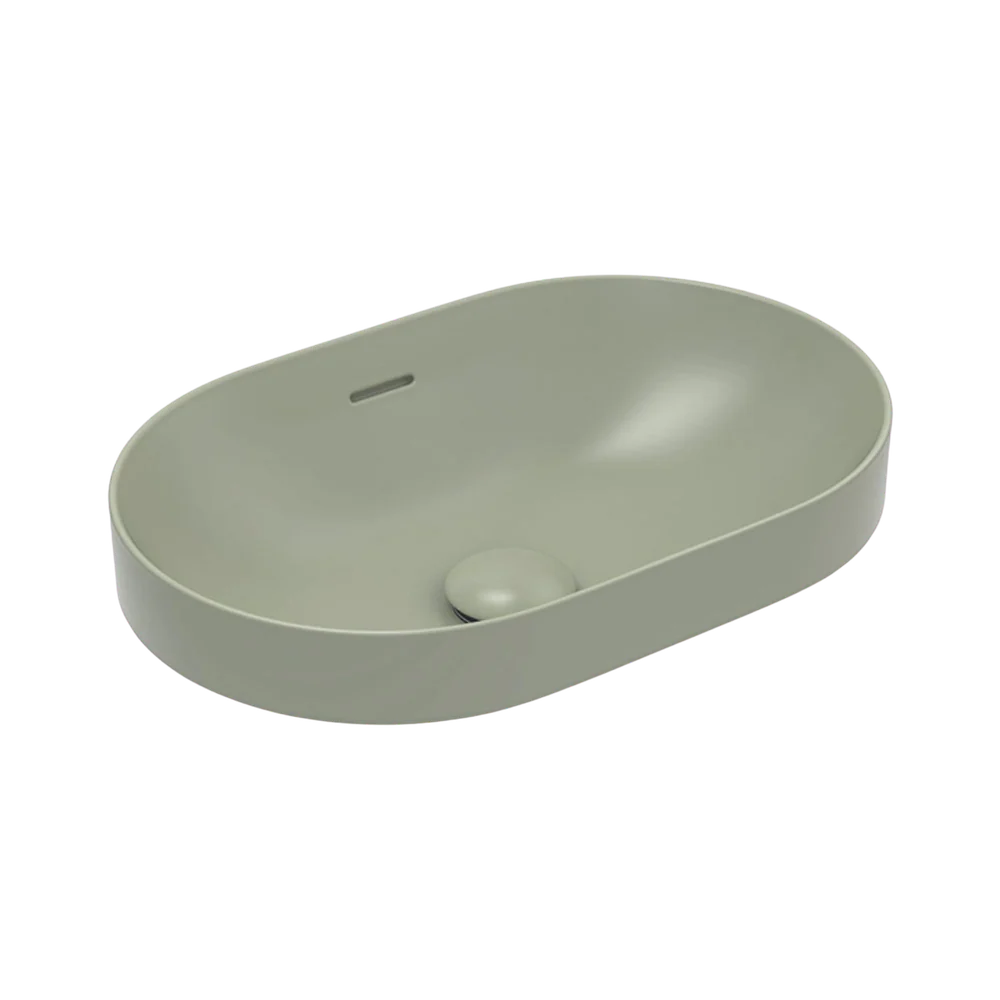 Fienza Aluca Pill Semi-Inset Basin with Overflow Olive - Image 3