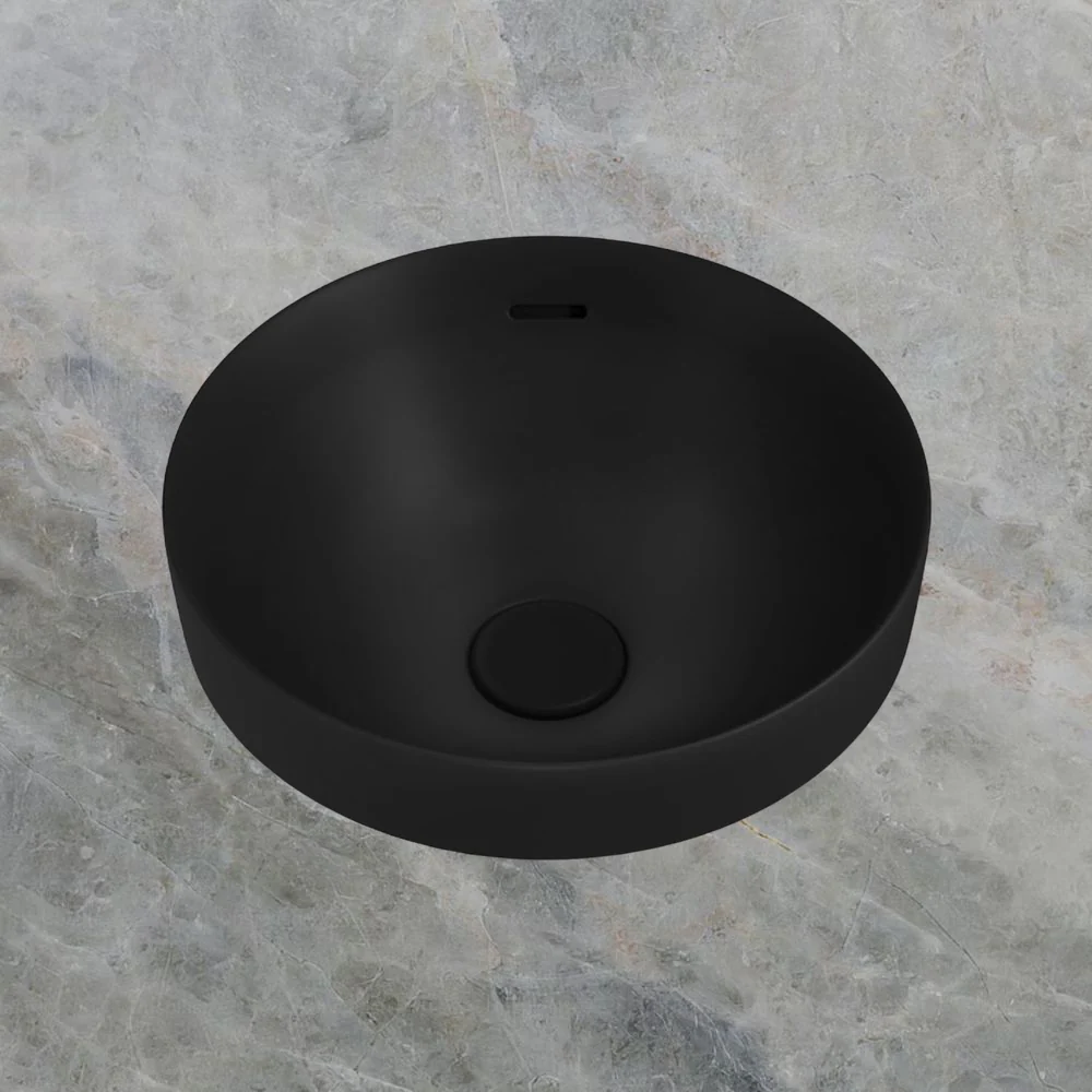 Fienza Aluca Round Semi-Inset Basin with Overflow Matte Black - Image 2