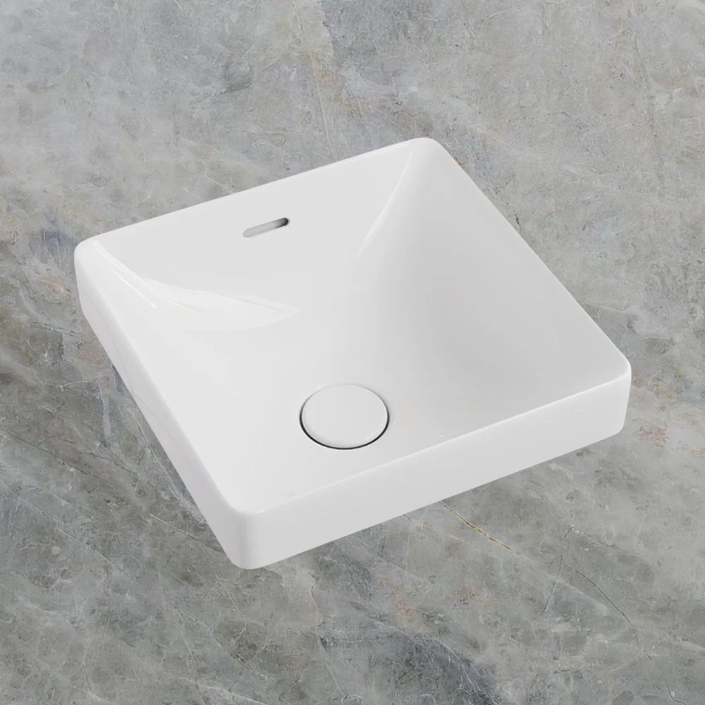 Fienza Aluca Square Semi-Inset Basin with Overflow Gloss White - Image 2