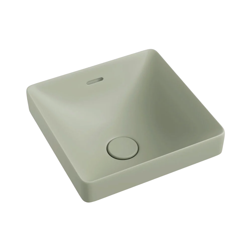 Fienza Aluca Square Semi-Inset Basin with Overflow Matte Olive